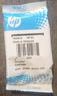 HP 63 Tri-color Genuine Ink Cartridge, F6U61A (Foil Sealed)
