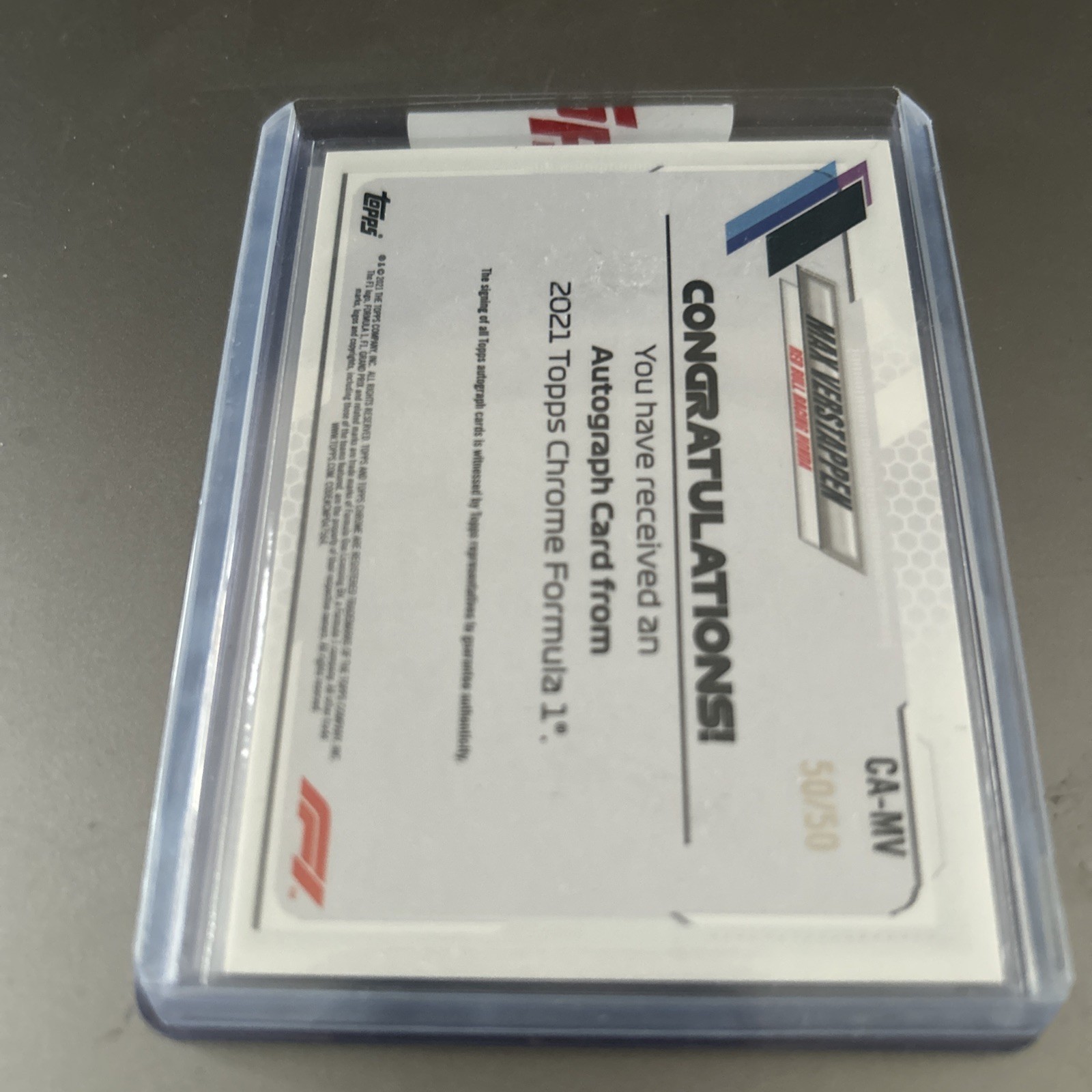 2021 Topps Chrome F1 Max Verstappen Refractor Autograph Gold Wave 50/50 view 2