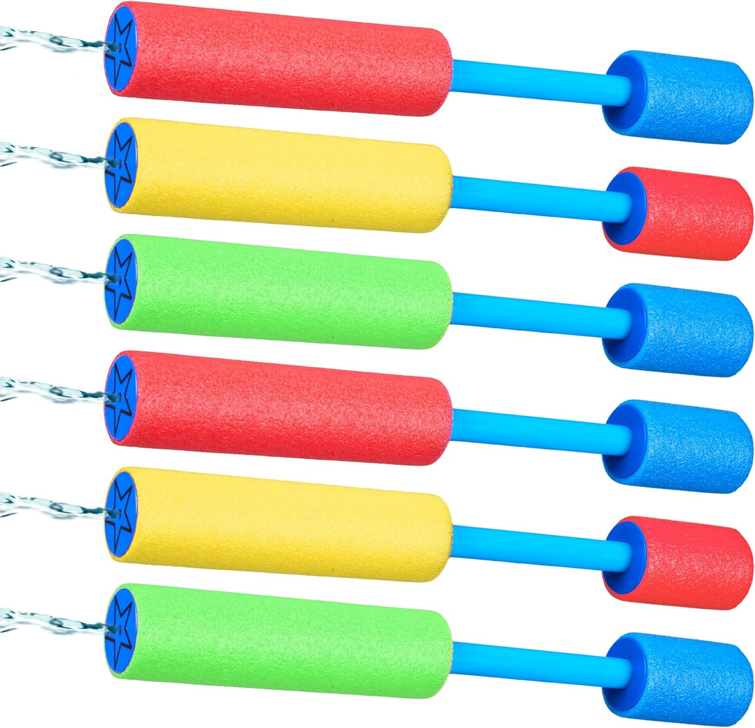 6Pcs 21Cm Foam Water Guns Water Pistols for Kids Water Blaster Shooters Push Pul