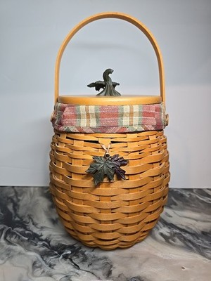 Longaberger 2000 Century October Fields Basket Lid Liner Maple Leaf Tie On