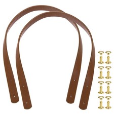 2Pcs Leather Bag Handles, 23.6" Handle Purse Straps with Rivets, Dark Brown