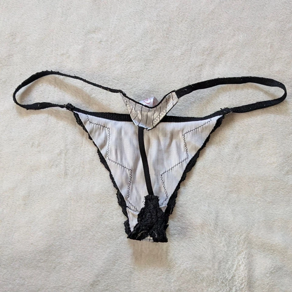 Tanga bragas de encaje satinado con lazo tanga para mujer grandes rosa negro brillante Y2K Foto 3 de 4