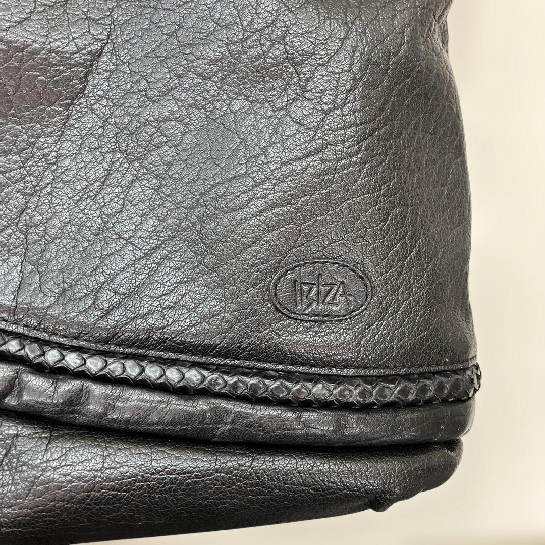 IBIZA Leather Handbag Python Pattern Black Large … - image 2
