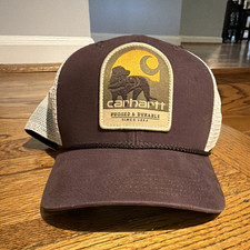 Carhartt Brown/White Trucker Hat Solid Mesh Back Adjustable Snapback One Size