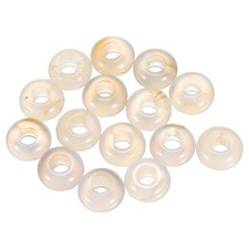 15pcs Natural Stone Beads 8x14mm Large Hole Craft Beads, White Agate