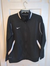 Nike Dri-Fit Full-Zip Running Jacket Size L Black  White. See Measuremnts