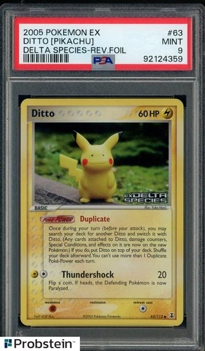 2005 Pokemon EX Delta Species #63 Ditto (Pikachu) Reverse Foil PSA 9 MINT