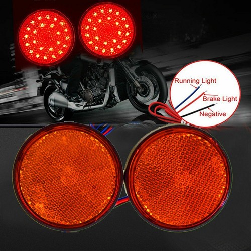 2PC Red 24 LED Round Reflectors Tail Brake Stop Marker Light Lamp Motorcycle ATV - Picture 10 of 10