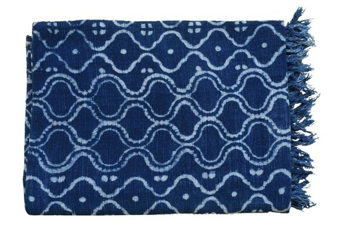 Hand Block Printed Cotton throw Tablecloth, 51"x74", for dining décor or blank - 第 4/4 張圖片