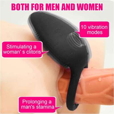 10 Speeds Brush Clitoral Vibrator with C-ring Sex Toy for Couples Solo Play Toy
