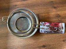 Mesh Strainer Stainless Steel Colander 3Pcs Fine Mesh Strainer Skimmer Set