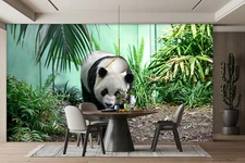 3D Forest Animal Panda Self-adhesive Removable Wallpaper Murals Wall 123