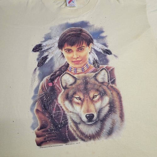 VINTAGE  Native American yellow T-Shirt Size XL Single Stitch - Picture 7 of 11