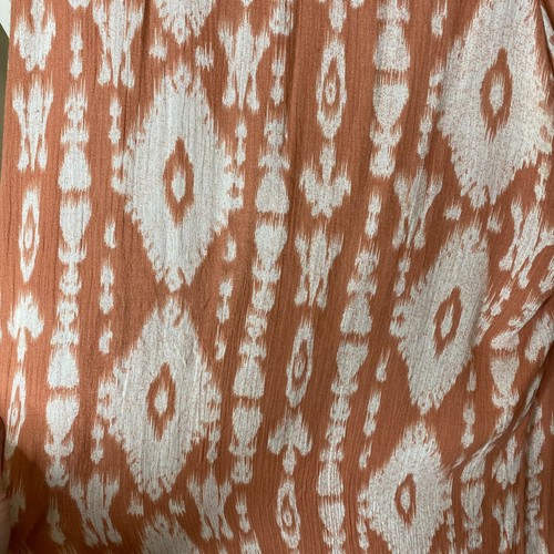 Pantaloni Vanilla Star Boho gamba larga più 3X Rayon Ikat vita alta fluenti pull on - Foto 8 di 9