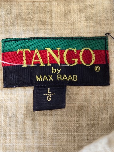 Tango Men's Shirt Size Large Beige Linen Plaid Short Sleeves - Picture 3 of 9