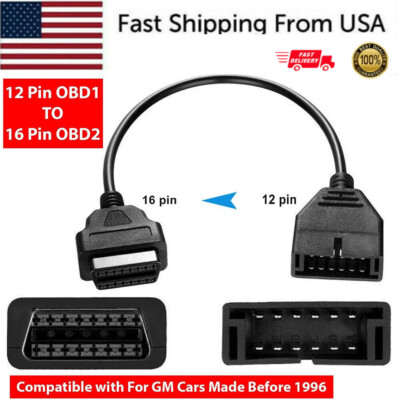 12 Pin OBD1 To 16 Pin OBD2 Convertor Adapter Cable For GM Diagnostic Scanner 1X