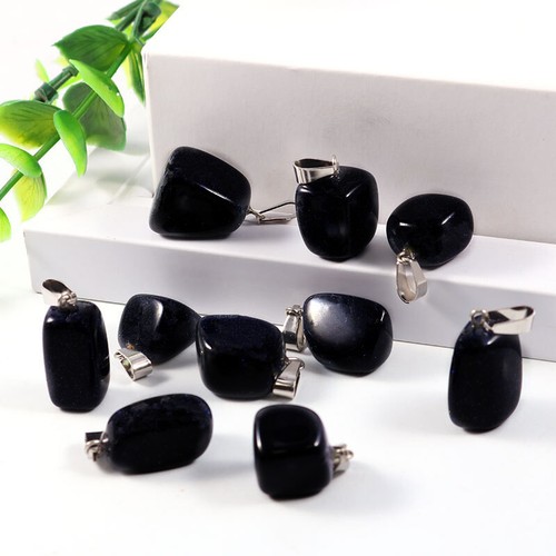 10 Stck. Charms Handarbeit Unregelmäßig Natürlicher Obsidian Stein Anhänger Schmuckherstellung