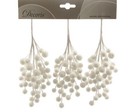 White Wired Berry Bunches Hanging Twist in Christmas Wreath Tree Decorations x 6