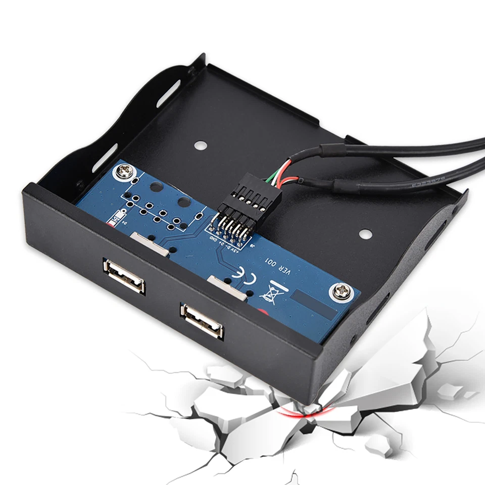 3.5in USB2.0 2 Port 9-pin Tinned Copper Wire Floppy Drive Front Panel Kit - Image 4 of 4