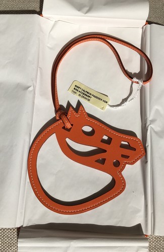 BNIB Authentic Hermes Large GM Orange Horse Leather Bag Charm - Picture 6 of 7