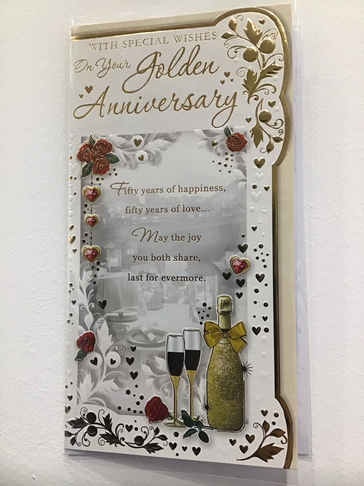 Wedding Anniversary Card - On Your Golden 50 50th Anniversary Regal Quality NEW