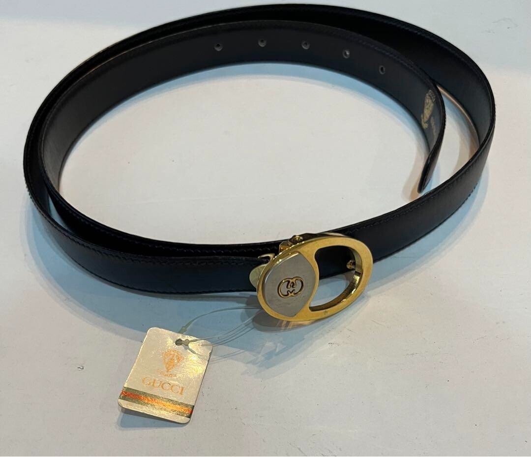 Gucci GG Logo Belt Vintage 98 Black Logo Men's Fashion