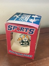 Vintage Made in USA NFL Green Bay Packers Teddy Bear 2004 Glass Christmas Tree