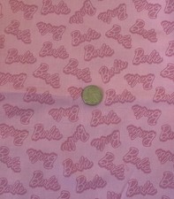 MATTEL BARBIE NAME NOVELTY FABRIC 100 COTTON SEWING FABRIC CRAFT 25" PIECE