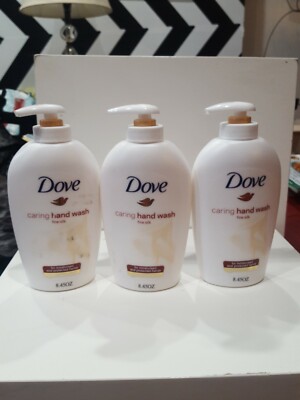 3 DOVE CARING HAND WASH FINE SILK PUMP 1/4 MOISTURISING CREAM 8.45 FL OZ EACH 
