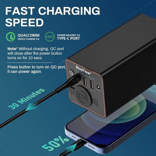 RoyPow Portable Charger 30W PD USB-C Power Bank 12V Cigarette Lighter 86.58Wh - Zdjęcie 4 z 8