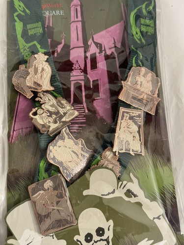 SET AVVIAMENTO TRADING PIN DISNEY PARKS HAUNTED MANSION DELUXE CON CORDINO 8 PIN - Foto 3 di 3