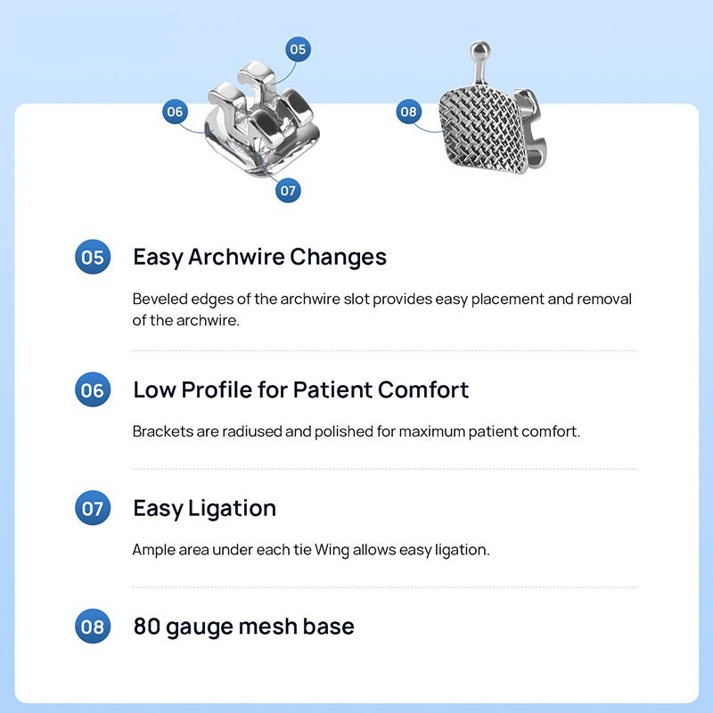 AZDENT Plus Dental Orthodontic Metal Brackets Braces Standard Roth 0.018 Hooks 3