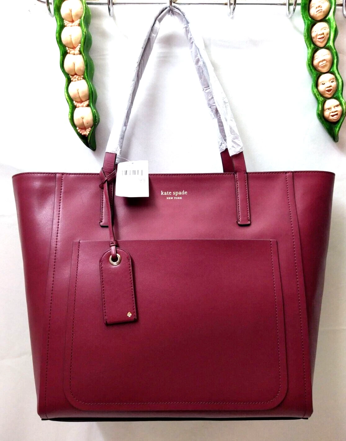 Borsa tote grande Kate Spade Lalena mirtillo rosso liscia in pelle Nuova con etichette $429