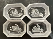 Lot 4 Antique Intaglio Salt Cellar Maiden Figure Putti Angels Cherubs Deep Etch