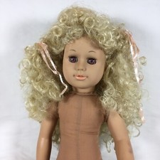 Playhouse Collection Heather Pale Blonde Doll Wig Long Curly Hair Cut Size 14-15