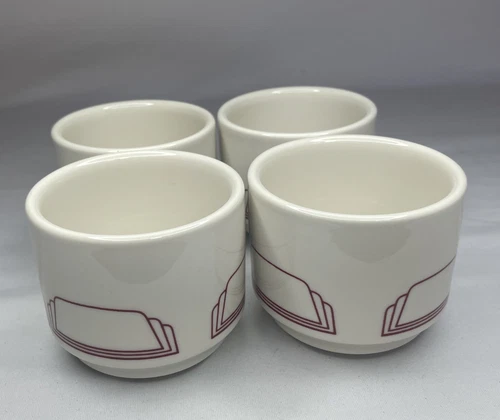 Vintage Handleless Mugs Mayer Restaurant Diner Ware Set Of 4 Cups Retro Art Deco