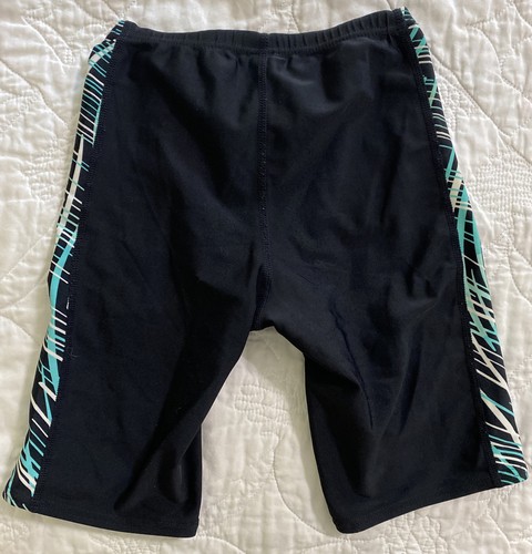 Boys Dolfin Spliced Jammer Swim Shorts, Size 22, Black / Aqua / White - Picture 4 of 5