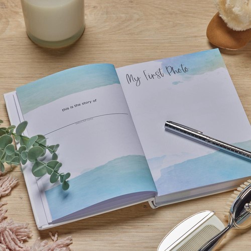 Personalised Baby Record Book Keepsake Milestone Journal Footprint BJO-3 - Picture 7 of 7
