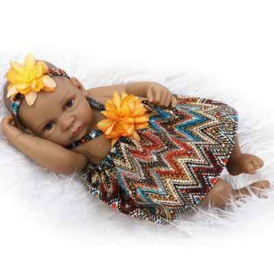11inch Reborn Baby Dolls Soft Body Girl Black Skin African American Newborn Baby