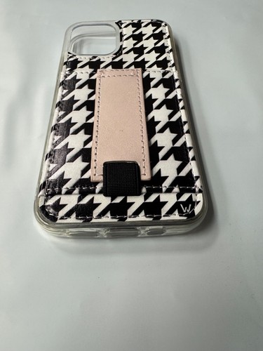 iPhone 12/12 Pro Case With Card Holder Finger Strap Wallet - Houndstooth - Picture 5 of 5