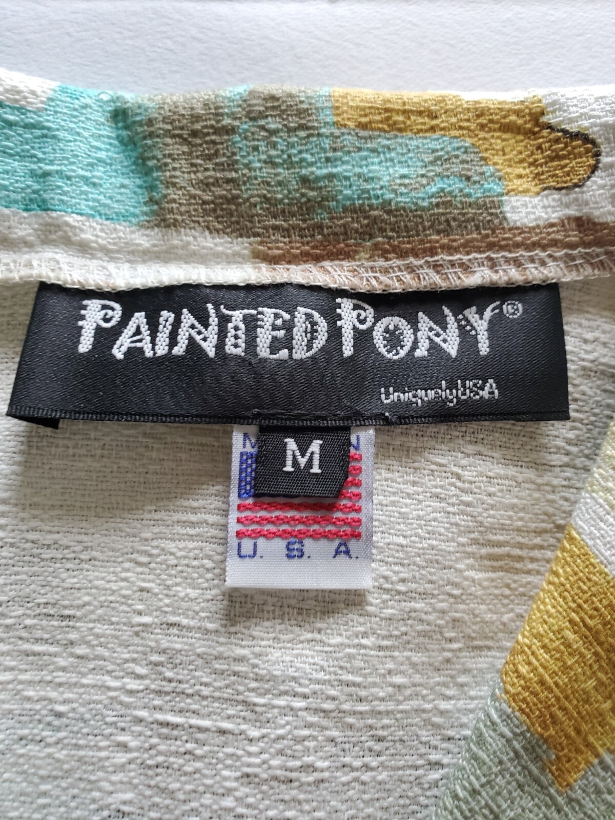 Giacca Pony Verniciata Blazer Donna M Multicolore Grandi Bottoni Spallacci Made in USA