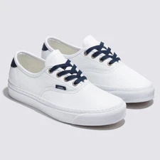 Vans Genuine Leather Authentic Lux Skate Sneakers White/Navy VN000CZKYY2 US 4-13