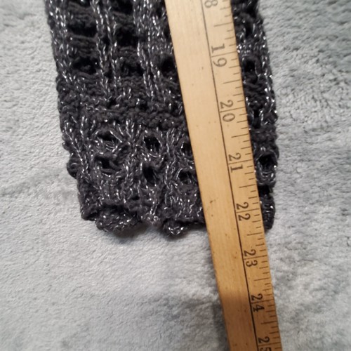 Jeanne Pierre Sweater Womens Medium Gray Long Sleeve Open Knit Floral Metallic - Picture 9 of 13