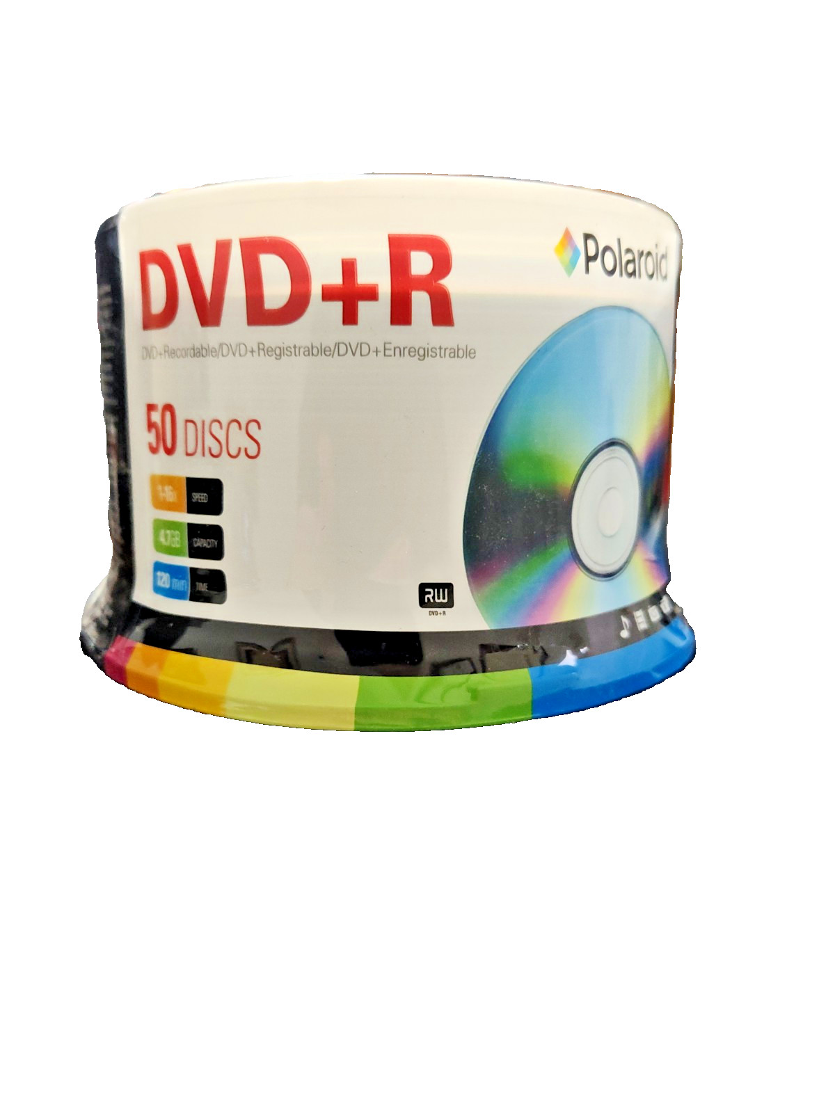 POLAROID DVD-R DISC 16X, 4.7GB, 120MIN- NEW, UNOPENED 50 PACK SEALED IN PLASTIC