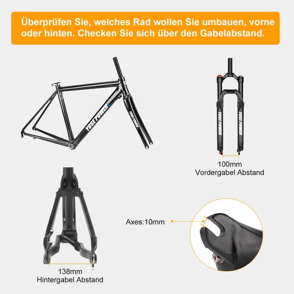 YOSE POWER 20" 24" 26" 27,5" 28 Zoll E-bike Umbausatz Vorderrad, Hinterrad &Akku - Bild 2 von 4