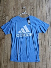 Adidas Men's T-Shirt Blue/White Logo Graphic Short Sleeve Size XL