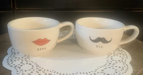 Rae Dunn Magenta M Stamp His & Hers Cappuccino Mugs
