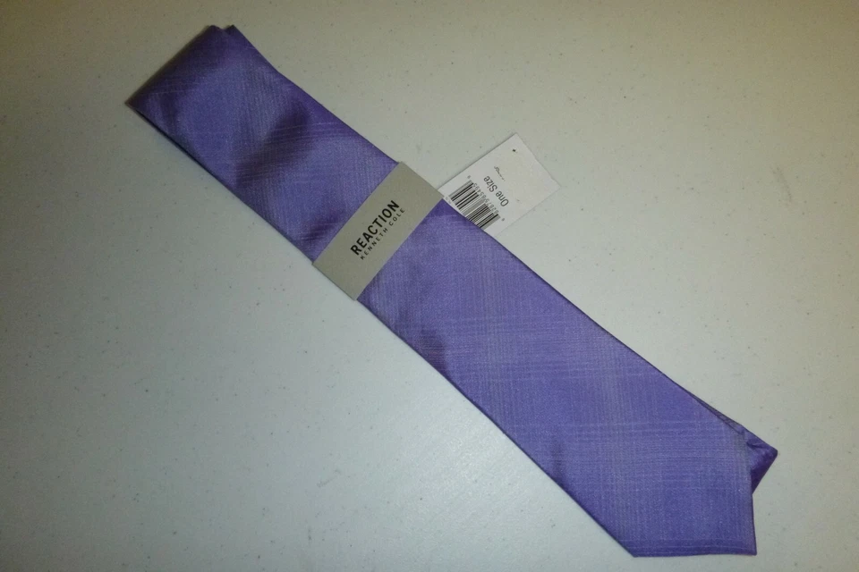 Kenneth Cole Reaction Hombre Diseñador Púrpura Seda Tejido Informal Negocios Corbata Cuello Foto 2 de 4