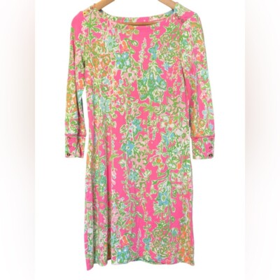 Lilly Pulitzer Palmetto Dress Flamingo Pink Green Print Southern