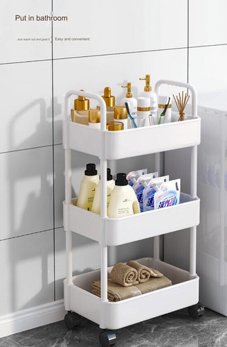 3 Tier Classic Storage Rolling Cart Slim Storage Cart mit Rädern Slide For Room - Imagen 8 de 13